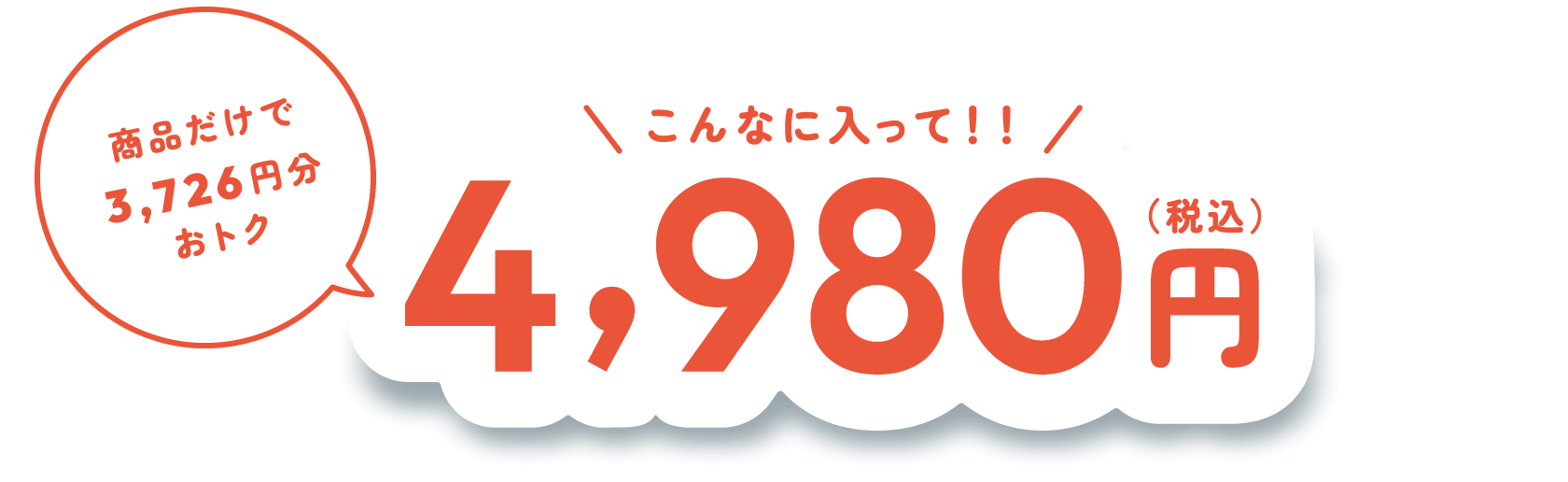 こんなに入って4,980円（税込）