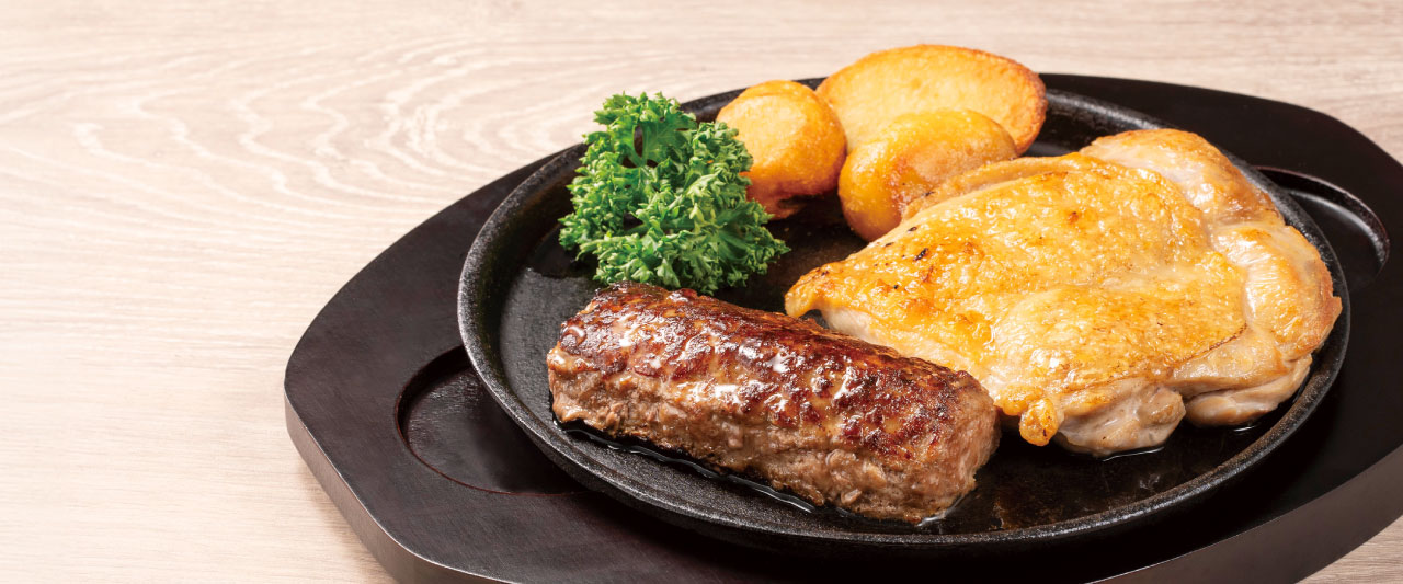 BEEFハンバーグステーキ＆米どりのグリル