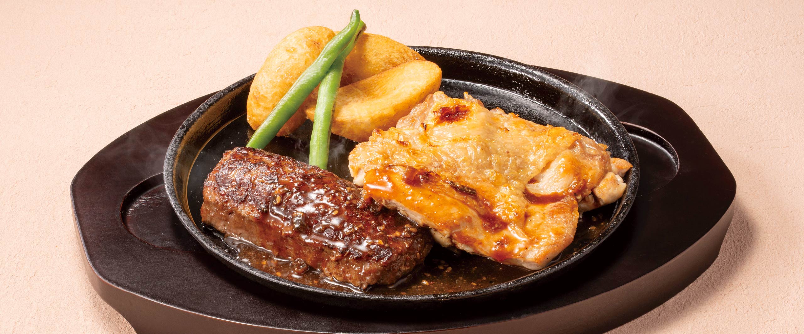 BEEFハンバーグステーキ＆チキングリル
