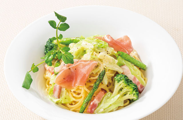 春野菜のレモンクリームスパゲッティ