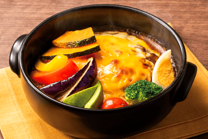 野菜のカラフルハンバーグカレードリア