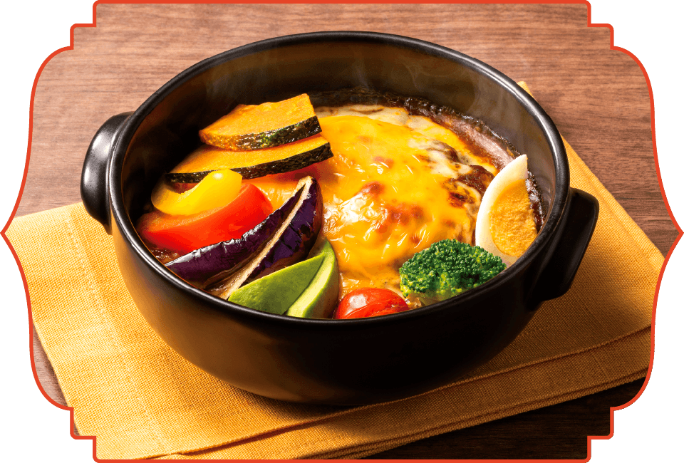 野菜のカラフルハンバーグカレードリア