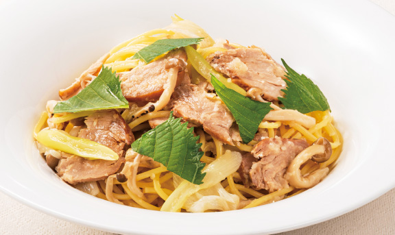 豚肉としめじの和風スパゲッティ