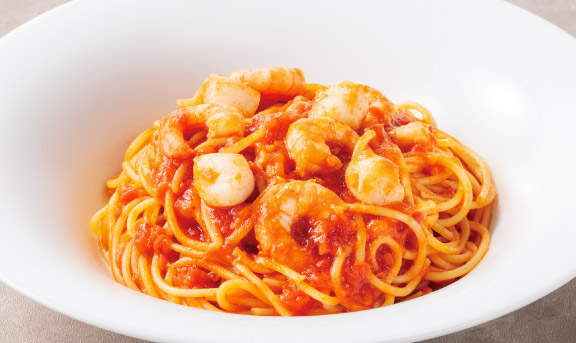 海老と小柱のトマトスパゲッティ