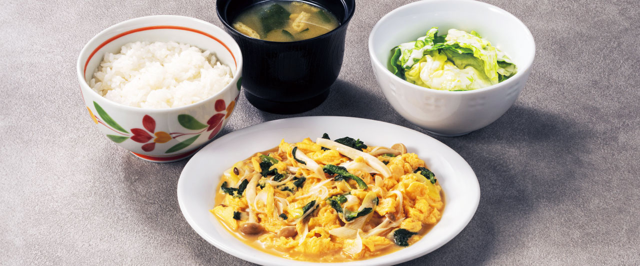 ふんわり卵ときのこの朝食