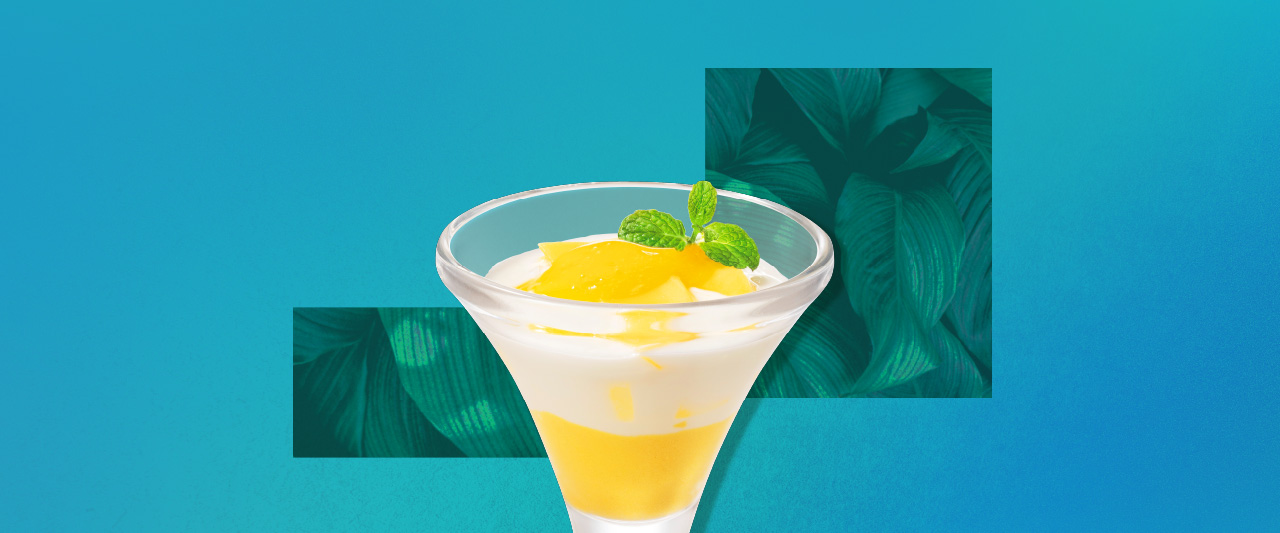 マンゴーとナタデココのヨーグルト仕立て