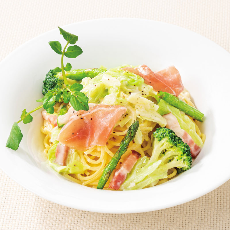 春野菜のレモンクリームスパゲッティ