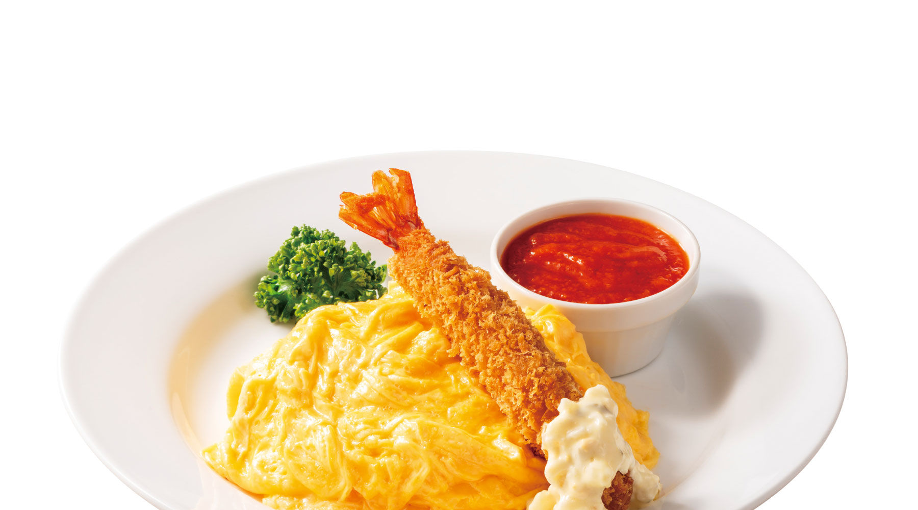 特製ケチャップのオムライス＆海老フライ