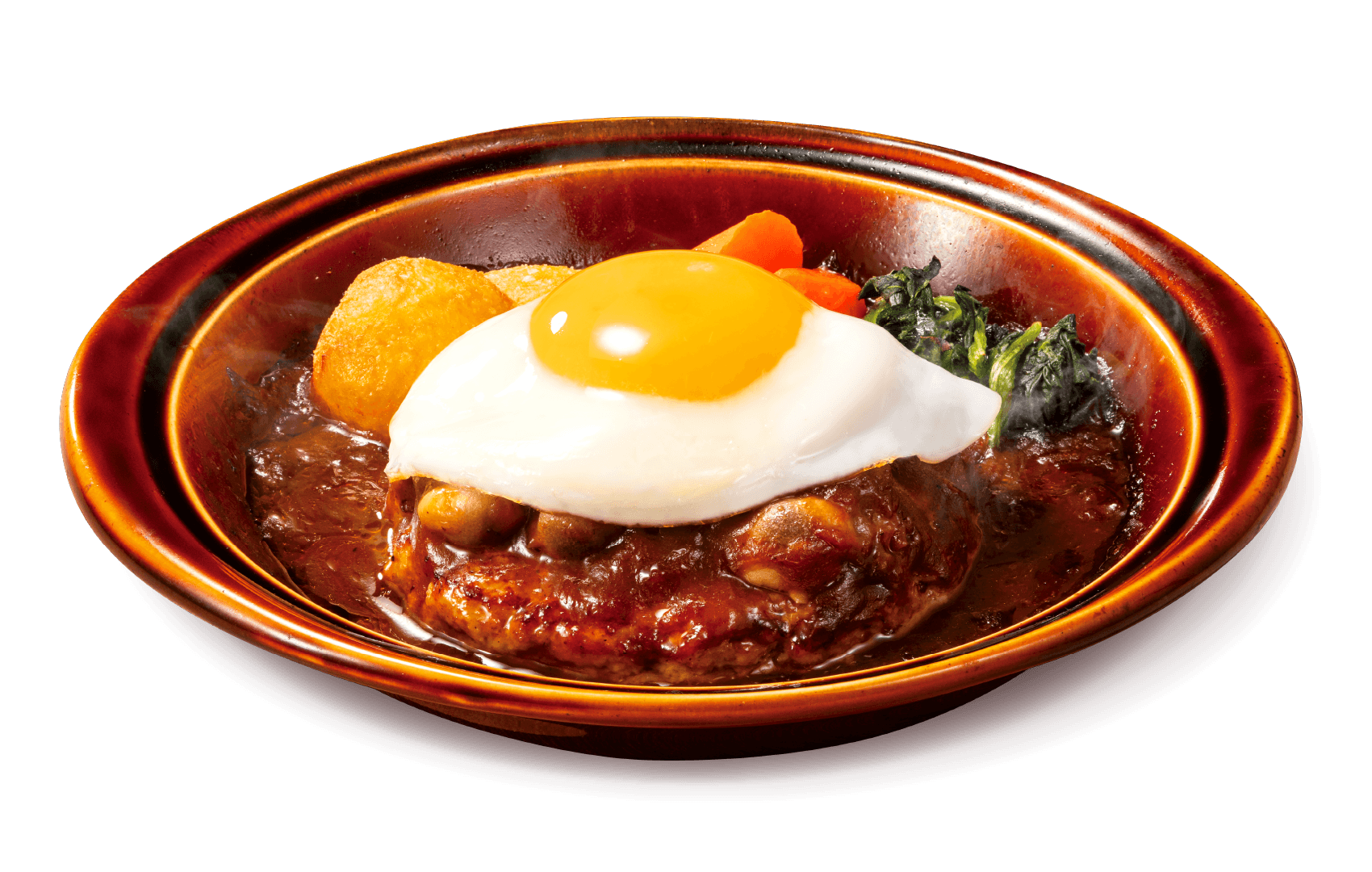 月見きのこデミ煮込みハンバーグ
