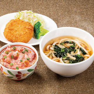 ミニローストポーク丼&讃岐うどん