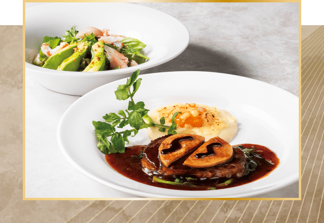 牛フィレ肉とグラフォアのロッシーニ風 おすすめ冷菜セット