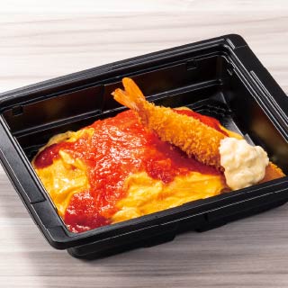 特製ケチャップのオムライス&海老フライ