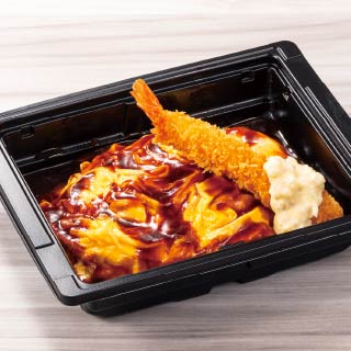 とろ～り卵とチーズのオムライス<br>&海老フライ