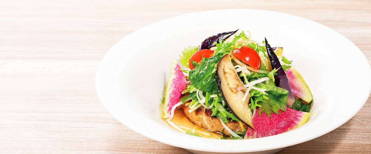 なすと香味野菜のハンバーグ