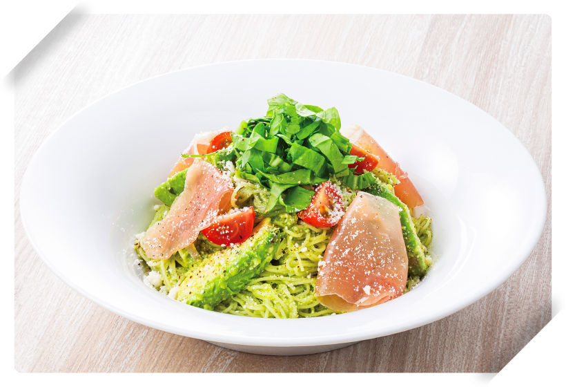 フレッシュなバジル使用のジェノベーゼソースを味わう商品