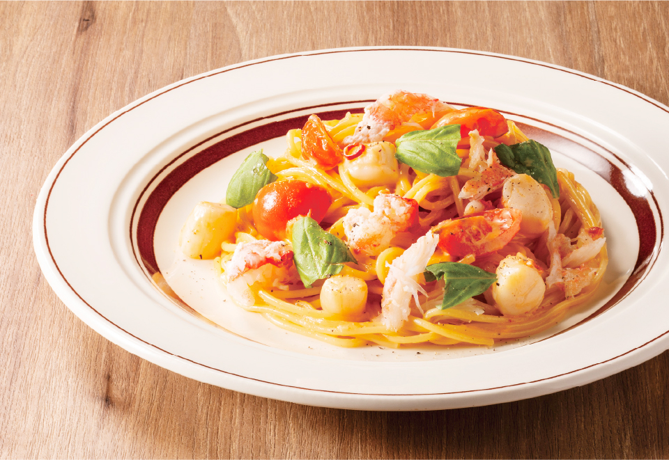 蟹と小柱のトマトクリームソース